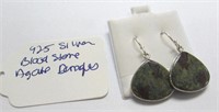 925 Silver Blood Stone Agate Earrings
