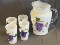 Paint Decorated Water Pitcher Set