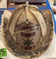 Antique Leather Deputy Fire Chief Helmet Hfd Par