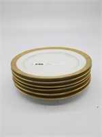 6 PIECE LIMOGES GOLD RIM PLATES 8" WIDE