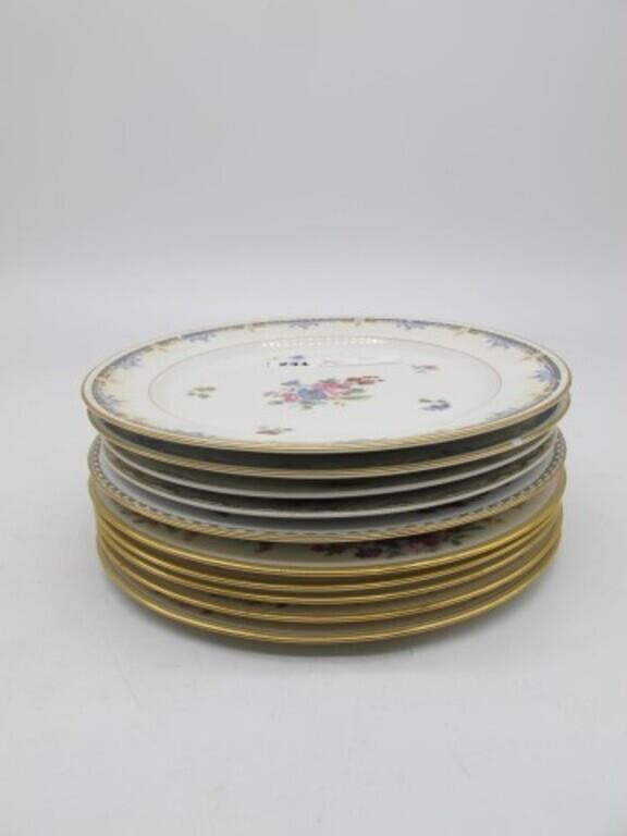 LOT OF 10 DINNER PLATES LIMOGES, NIPPON, SPODE