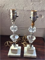 2 Vintage electric Marble based Crystal Lamps