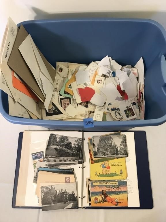10 Gallon Tote of Misc Stamps & Postcards