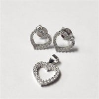$120 Silver Cz Earring And Pendant Set