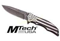 MC MTECH 3.75" DROP POINT FOLDER BLACK/WHITE FLAG