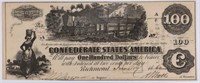 1862 $100 CONFEDERATE STATES OF AMERICA BANK NOTE