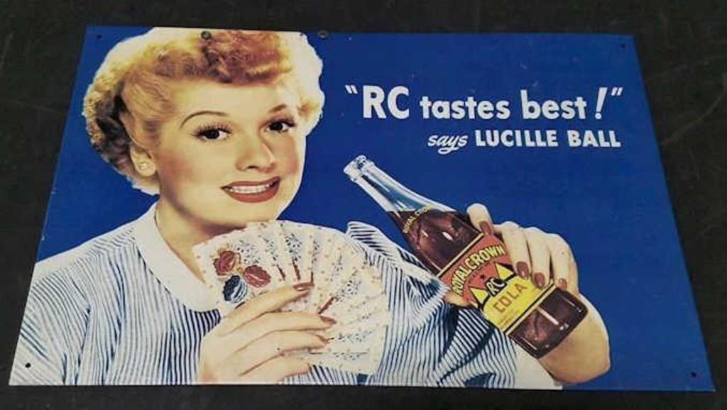 Vintage Lucille Ball "Lucy" RC Cola Metal Sign!