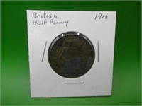 1911 British Half Penny V F 20