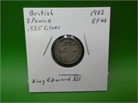1902 British 3 Pence .925 Silver King Edward V I I