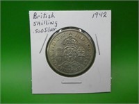 1942 British 2 Shillings,  .500 Silver ,