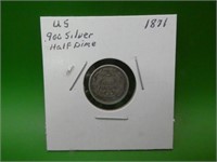 1871   U. S.  .900 Silver, Half Dime