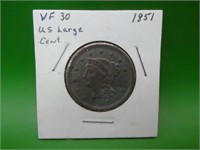 1851  U. S.  Large Cent  V F 20