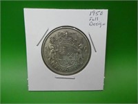 1950 Canadian .800 Silver  50 Cent Coin,