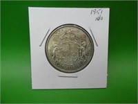 1951 Canadian .800 Silver  50 Cent Coin,
