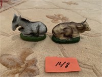 DONKEY AND COW FIGURES JAPAN MARKED