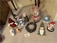 SNOWMEN FIGURINES AND VARIOUS OTHER CHRISTMAS