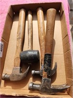 3 Claw Hammers & Rubber Mallet