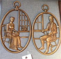 Vintage Man & Woman Oval Framed Antique