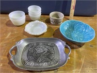 Milk glass, pewter & Calif. Pottery
