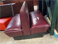 Double dark red vinyl booth seat needs recovered