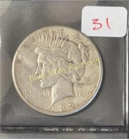 Silver 1922-S Peace Dollar
