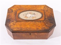 Victorian Pollard Oak Veneer Sewing Box, C. 1850