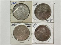 (4) 1921 Morgan Dollars