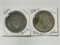(2) 1922 D Peace Dollars