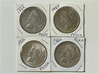 (4) 1922 Peace Dollar