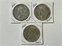 (3) 1922 Peace Dollar