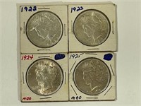 (4) Peace Dollars (1922, 1923, 1924, 1925)