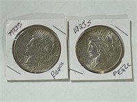 (2) 1923 S Peace Dollars