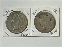 (2) 1923 S Peace Dollar