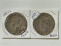 (2) 1923 D Peace Dollars