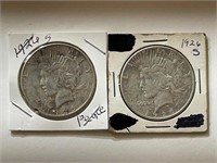 (2) 1926 S Peace Dollar