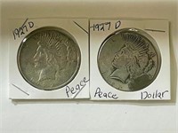 (2) 1927 D Peace Dollars