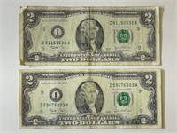 (2) 2003 Two Dollar Bills