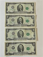 (4) 2003 Two Dollar Bills