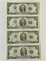 (4) 2003 A Two Dollar Bills