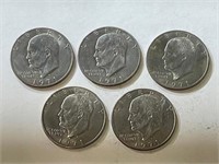 (5) 1971 D Eisenhower Dollars