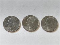 (3) 1971 D Eisenhower Dollars