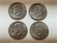 (4) 1972 D Eisenhower Dollars