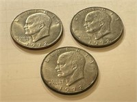 (3) 1972 Eisenhower Dollars