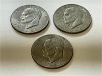 (3) 1974 D Eisenhower Dollars