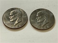 (2) 1974 Eisenhower Dollars