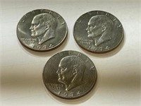 (3) 1974 Eisenhower Dollars
