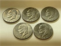 (5) 1974 Eisenhower Dollars