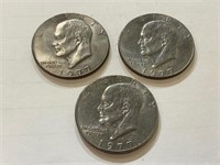 (3) 1977 D Eisenhower Dollars