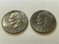 (2) 1977 D Eisenhower Dollars