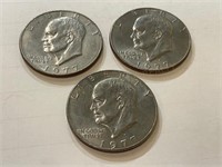 (3) 1977 D Eisenhower Dollars
